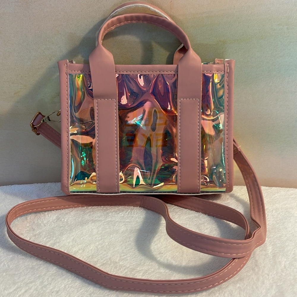 Clear Reflective Crossbody Hello Weekend Pink EUC - Picture 2 of 7